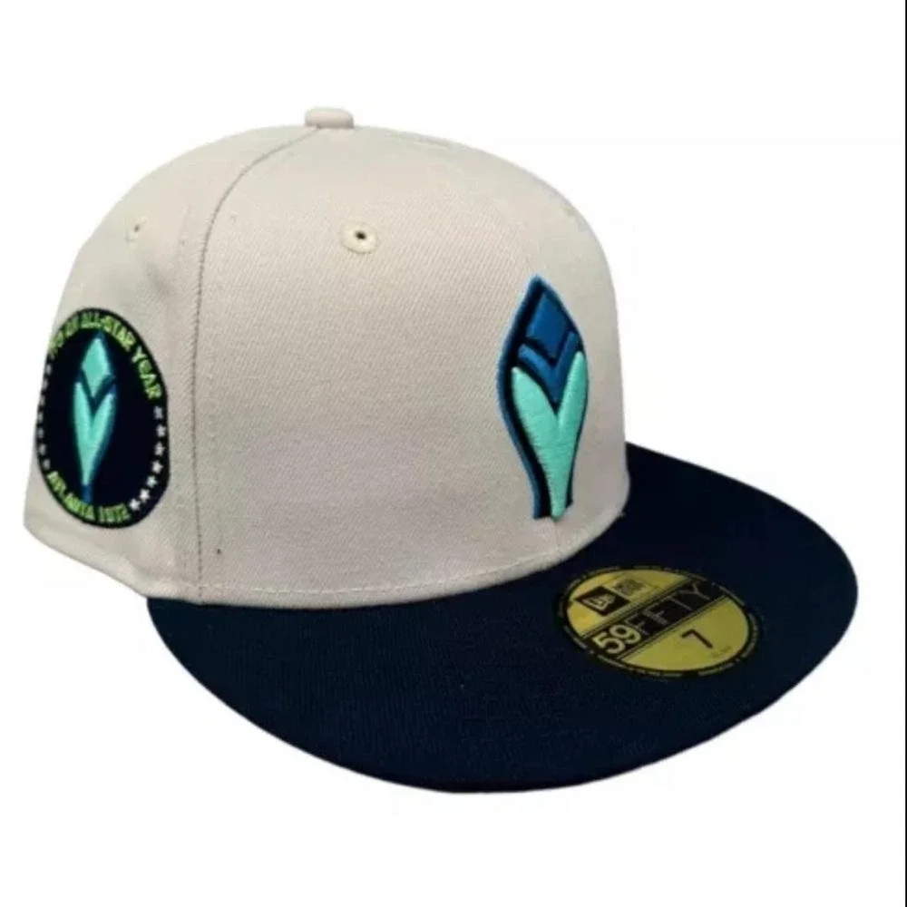 New Era 59FIFTY Atlanta Braves 1972 All-Star Game Fitted Hat Cream Navy Sz 7 NEW